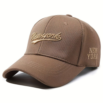 1pc New York Embroidered Baseball Cap - Oversized, Deep-Brimmed, Lightweight Fabric, Adjustable Buckle Closure, Casual Wear, Hand Wash Only, Casual Headwear | Embroidered Logo Cap | Lightweight Cap