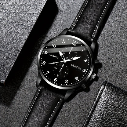 1pc Fashionable Men'S Quartz Watch, Large Dial, Zinc Alloy Case, Round Dial, Faux Leather Strap, Battery Powered, Electronic Drive, Non-rechargeable Button Battery, Business Style Wristwatch (Watch Box Not Included)