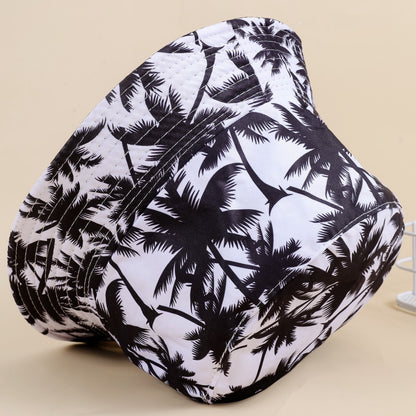 1pc Men's Reversible Bucket Hat with Black & White Palm Tree Print - Vacation Style Sun Protection for Beach Parties, Outdoor Activities & Daily Leisure, Beach Hat, Casual Headwear, Summer Accessory