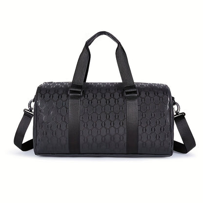 Unisex Hexagon Pattern Gym Duffel Bag - Large Capacity Fitness Travel Bag with Adjustable Shoulder Straps, Durable, Black for Yoga, Overnight Trips & Sports, Travel Luggage | Modern Fitness Bag | Sturdy Handles, Gym Accessori