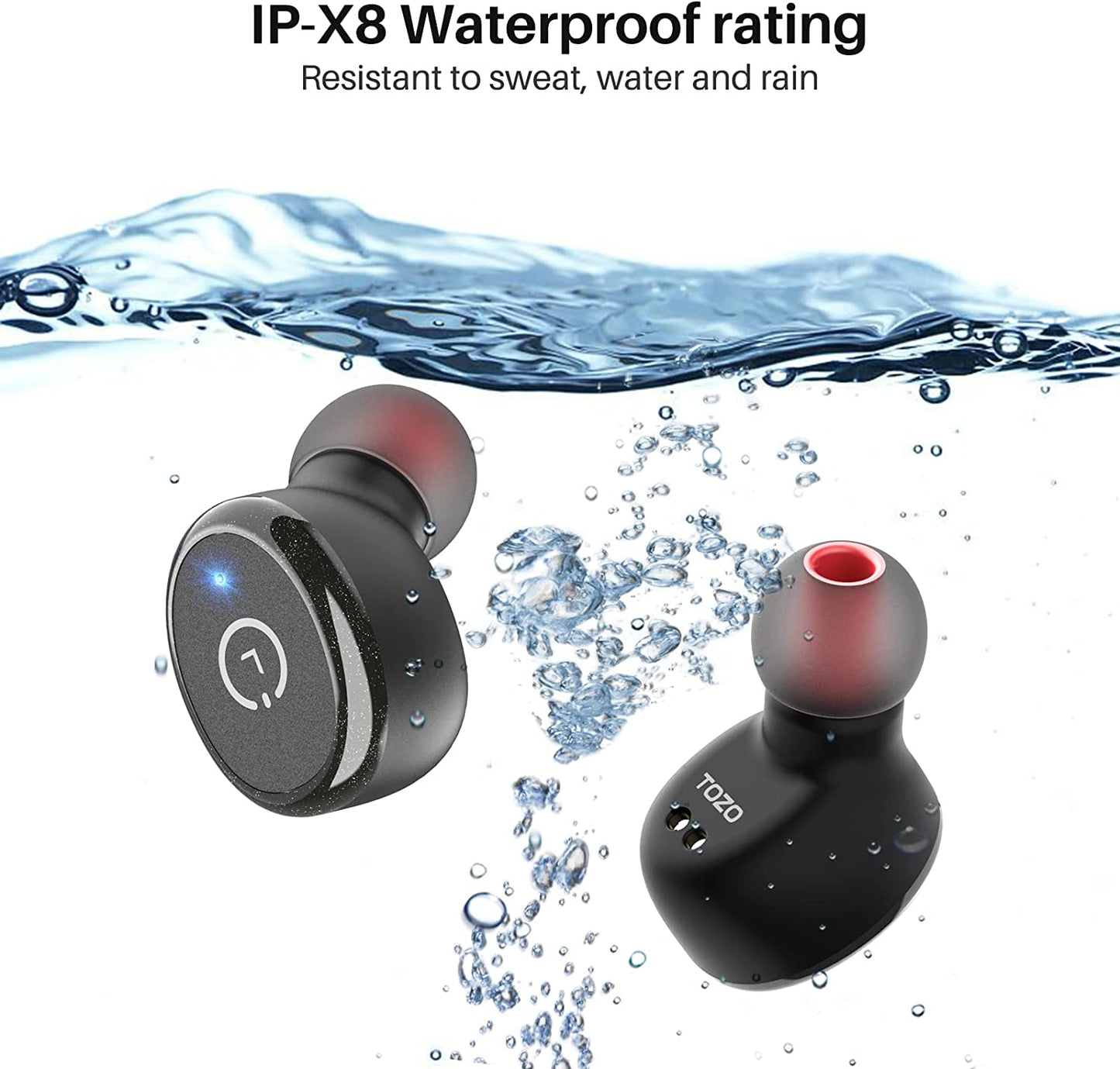 TOZO T10 (Classic Edition) Bluetooth 5.3 Wireless Earbuds with Wireless Charging Case IPX8 Waterproof Stereo Headphones in Ear Built in Mic Headset Premium Sound with Deep Bass, 32 Preset Eqs via APP