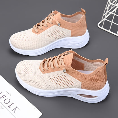 Women's Breathable Casual Running Shoes - Lace-Up Low-Top Sneakers with Fabric Upper & Durable PVC Sole, All-Season Comfort for Walking, Jogging, Casual Attire - Multi-Color Options, Ladies Sneakers