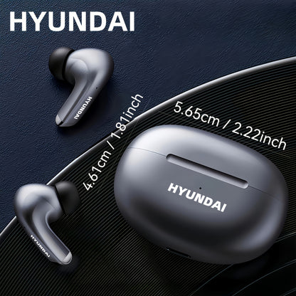 HYUNDAI 2024 Earbuds - High-Resolution Sound Quality, Dual AAC & SBC Decoding, New 5.3 Chip for Enhanced Connectivity, Intelligent Noise Cancellation, Smart Control, Comfortable Fit, Long Battery Life, Auto-Pairing, and Clear