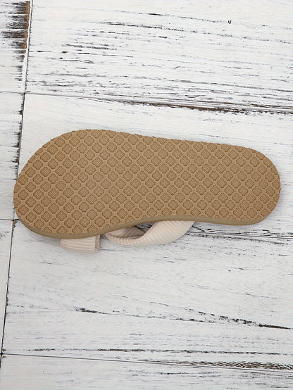 Women'S Beige Jewel Embroidery Flat Sandals - Lightweight, Comfortable Slip-On Beach Shoes with EVA Sole and Fabric Upper, Open Toe Design, Perfect for Summer, Beach Footwear|Decorative Sandals|Eva Sole Sandals