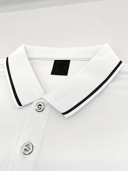 Pearson OBM Men'S Classic Breathable Knit Polyester Polo Shirt - Casual Style, Solid Color, Regular Fit with Slight Stretch, Summer Collared Top with Button Detail