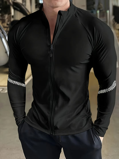 Men'S Ultra-Breathable UV Protection Long Sleeve Zip Neck Jacket, Quick-Dry Lightweight, for Intense Basketball, Cycling, Hiking & All-Outdoor Adventures