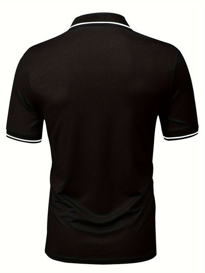 Pearson OBM Men'S Classic Breathable Knit Polyester Polo Shirt - Casual Style, Solid Color, Regular Fit with Slight Stretch, Summer Collared Top with Button Detail
