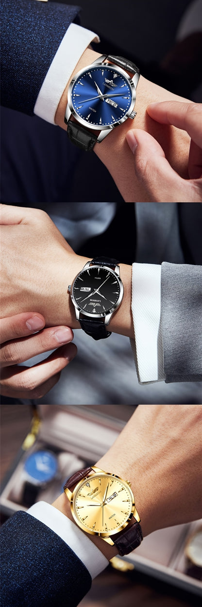 1pc New Men's Quartz Watch with Sunday Calendar and Night Light, Fashionable Wristwatch Ideal Choice for Relatives and Friends Birthday Gifts, Festive Gifts, Brand Electronic Movement Fully Automatic Business Watch