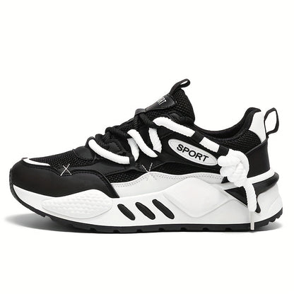 Double Lace Trendy Platform Sneakers, Soft Sole Comfy Jogging Shoes For All Seasons