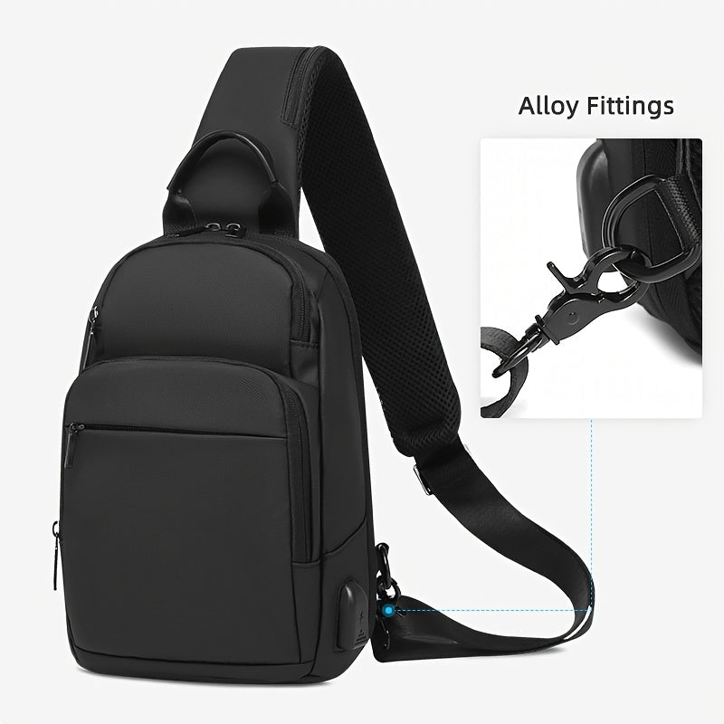 1pc Men's Fashion Crossbody Bag, Oxford Cloth Multifunctional Shoulder Bag