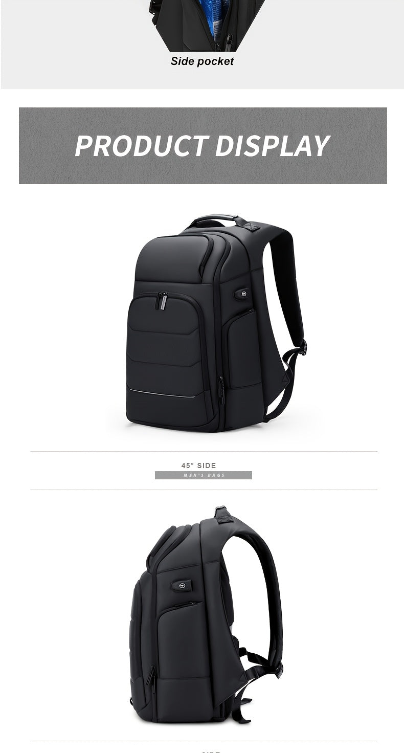 FENRUIEN Men'S Large Capacity Expandable Backpack with USB Charging, 39.62cm Laptop Bag, Durable Oxford Fabric, Multiple Compartments for Travel and Business Use, Travel Backpack | Minimalist Backpack | Durable Zippers, Lapto