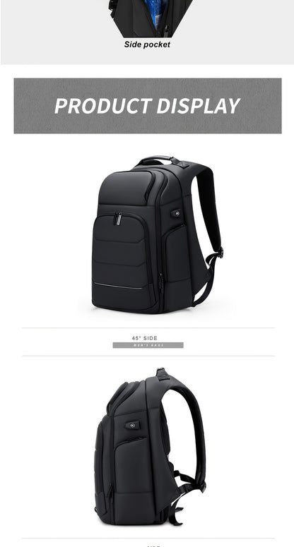 FENRUIEN Men'S Large Capacity Expandable Backpack with USB Charging, 39.62cm Laptop Bag, Durable Oxford Fabric, Multiple Compartments for Travel and Business Use, Travel Backpack | Minimalist Backpack | Durable Zippers, Lapto