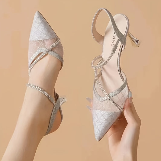 Increase height and look thin, not tired feet, fashionable rhinestone high-heeled shoes