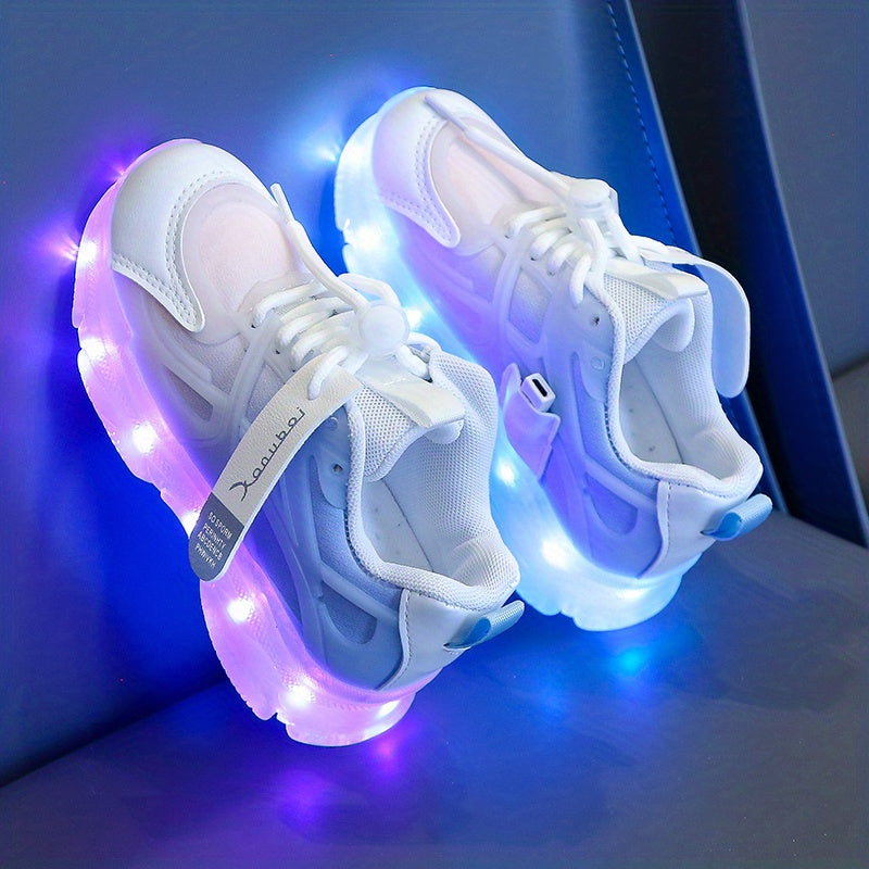 Rechargeable Glow-in-the-Dark Shoes for Kids - Colorful Neon Sneakers with Light-Up Design, Lightweight & Durable for Street Dance, Nighttime Play, and Casual Wear, Shoes for Girls, Street Dance Footwear, Vibrant Neon Accents