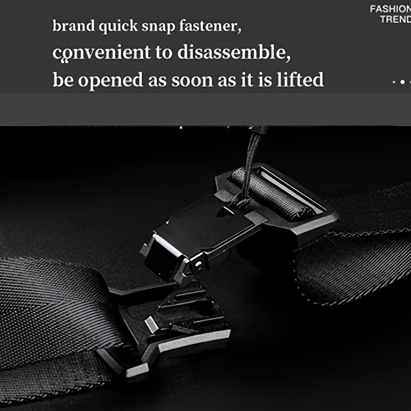 Men'S Sleek Black Crossbody Bag - Durable Oxford Material, Zippered Chest Bag with Adjustable Strap, Ideal for Commuting & Cycling, Trendy Shoulder Bag for Men, Cycling Bag|Trendy Shoulder Bag|Functional Design, Small Crossbo