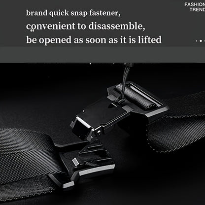 Men'S Sleek Black Crossbody Bag - Durable Oxford Material, Zippered Chest Bag with Adjustable Strap, Ideal for Commuting & Cycling, Trendy Shoulder Bag for Men, Cycling Bag|Trendy Shoulder Bag|Functional Design, Small Crossbo