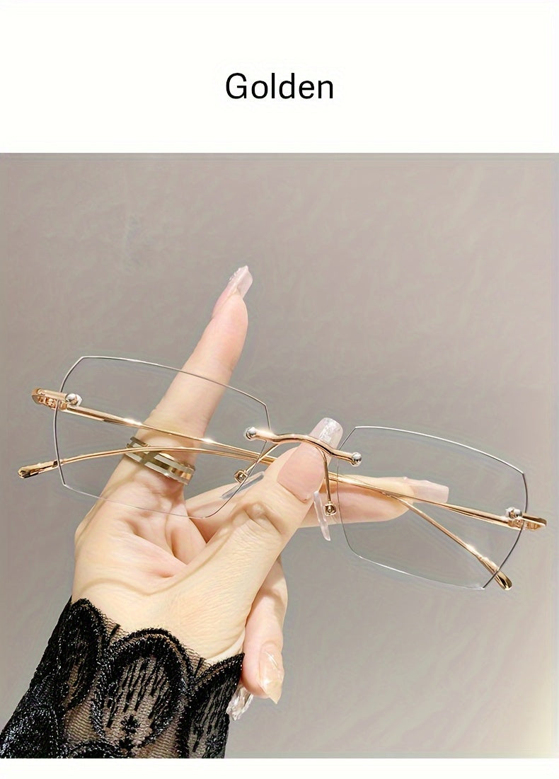 1pc Rimless Square Photochromic Glasses - Elegant & Lightweight, Color-Changing Lenses for Indoor/ Use, Ideal for Daily Wear, School, Business, & Special Occasions, Non-Prescription, Perfect Gift