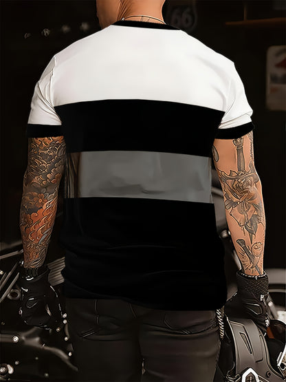 Men'S Stylish Casual T-Shirt - 100% Polyester, Crew Neck Short Sleeve, Machine Washable, Comfortable All-Season Wear | Smooth Texture Fabric