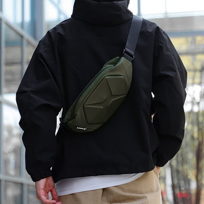 1pc Men's New Fashion Hard Shell Bag, Chest Bag Outside Crossbody Bag, Sports Bag Casual Fanny Backpack