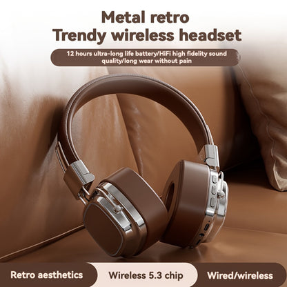 Vintage-Inspired Over-Ear Wireless Headset With Wireless 5.3 Chip - No Lag Gaming, Hi-Fi Sound & Deep Bass, Long-Lasting 350Mah Battery, Ideal For Music Lovers & Athletes