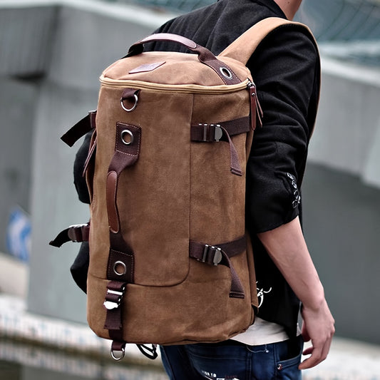 Men's Large Capacity Travel Backpack - Heavy-Duty Backpack with Multiple Compartments, Padded Shoulder Straps & Secure Buckles - Brown Backpack for Business, School, Backpacking - Urban Streetstyle Daypack