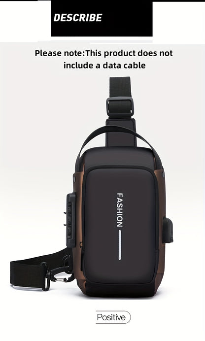 Men'S Crossbody Bag with Password Lock, Anti-Theft Chest Bag, Trendy Casual Sports Shoulder Bag, Large Capacity Crossbody Men'S Bag, Daily Commuting Shoulder Bag