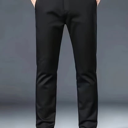 Four Seasons Men's New Casual Formal Pants Business Style Trendy Casual Long Pants Fashionable Versatile Men's Elastic Western Pants Comfortable Classic Design Casual Wear