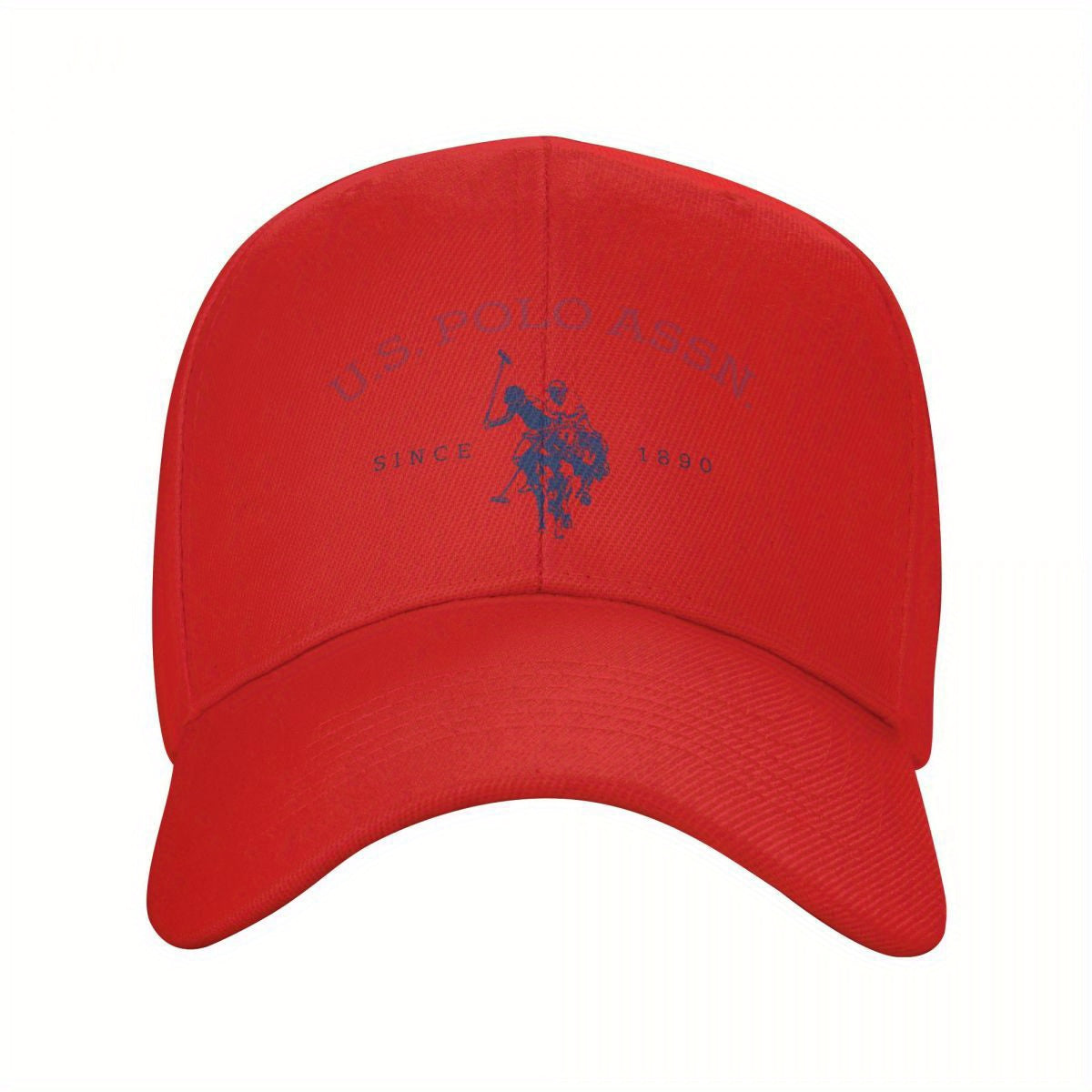 U.S. Polo Assn. Since 1890 - Adjustable Baseball Cap with Sun Protection, Classic Sporty Style, 1pc White Polyester Hat with Red & Blue Print, Perfect for Casual Outdoor Activities, Ideal Gift for Men and Wome