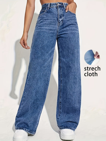 CPUY Women's Fashion Stretch Denim Jeans - Casual Straight-Leg, Mid-Rise, Comfort Fit with Slant Pockets, Versatile for All Seasons, Casual Denim Wear | Timeless Style | Smooth Texture