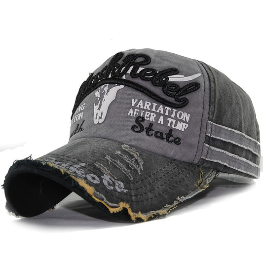 New Vintage Bull Head Baseball Cap Washed Hat with Frayed Edge Unisex Outdoor Casual Sports Visor Essential Accessory for Parties and Gatherings
