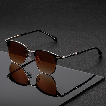Stylish Two-Tone Square Fashion Glasses with Ultra-Thin Metal Arms - Black Frame & Green Gradient Lenses, Trendy PC Material Eyewear for Women