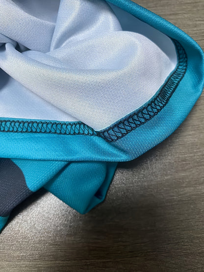 [Casual Chic] Men'S Casual Color Block T-Shirt - Short Sleeve, Round Neck, 3D Print, Lightweight 150g/㎡ Polyester, Stylish Teal & Black Stripe Design for Casual Attire, Versatile Tshirt | Modern Casualwear | 3D Print Shirt,