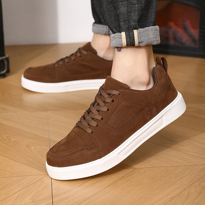 Men's Lightweight Breathable Casual Sneakers - Shock-Absorbing MD Sole, All-Season Outdoor Hiking & Skate Shoes, Brown Synthetic Low-Top Lace-Up for Camping, Daily Wear (Extended Sizes Available), Simple Street Style | Fabric