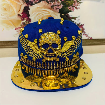 1pc Men'S Fashion Hip-Hop Street Dance Punk Baseball Cap, Lightweight Polyester, Non-Stretch Fabric, Street Style with Skull and Wings Design