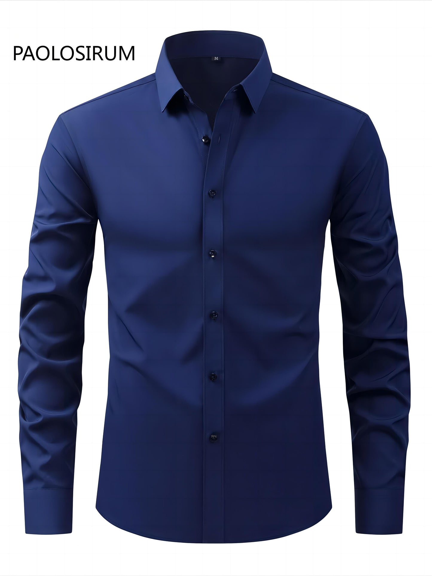 2025 New Men'S Business Slim-Fit Long-Sleeve Shirt, Wrinkle-Free, Elastic, And Smooth Fabric.