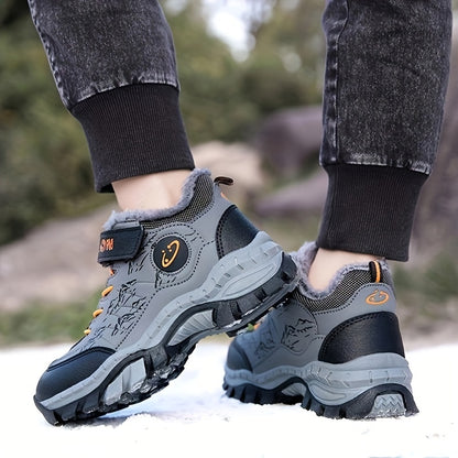 Teen Comfort Plush Lined Hiking Shoes are warm, durable, and comfortable for boys and girls, perfect for fall/winter outdoor adventures, warm and comfortable