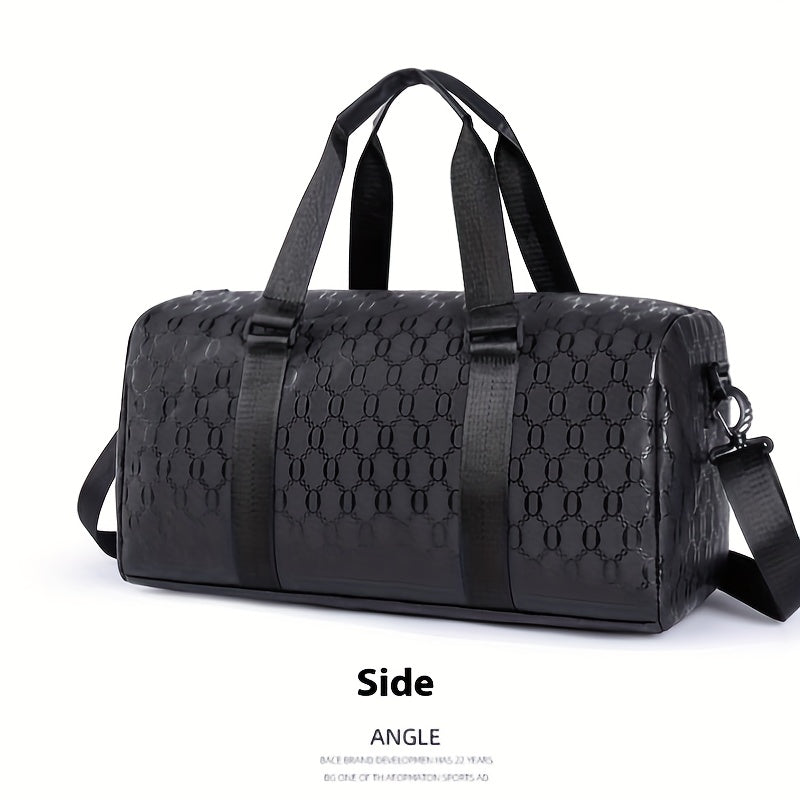 Unisex Hexagon Pattern Gym Duffel Bag - Large Capacity Fitness Travel Bag with Adjustable Shoulder Straps, Durable, Black for Yoga, Overnight Trips & Sports, Travel Luggage | Modern Fitness Bag | Sturdy Handles, Gym Accessori
