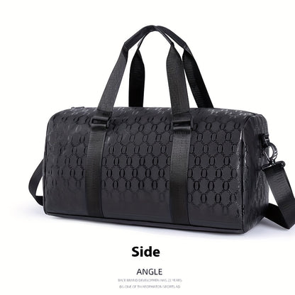 Unisex Hexagon Pattern Gym Duffel Bag - Large Capacity Fitness Travel Bag with Adjustable Shoulder Straps, Durable, Black for Yoga, Overnight Trips & Sports, Travel Luggage | Modern Fitness Bag | Sturdy Handles, Gym Accessori