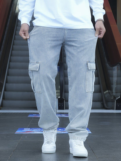 Men's Classic Blue Denim Jeans - 80%, Regular Fit, Machine Washable, Solid Color, All-Season Casual Wear, Comfortable Denim | Relaxed Fit Jeans | Textured Denim Pants