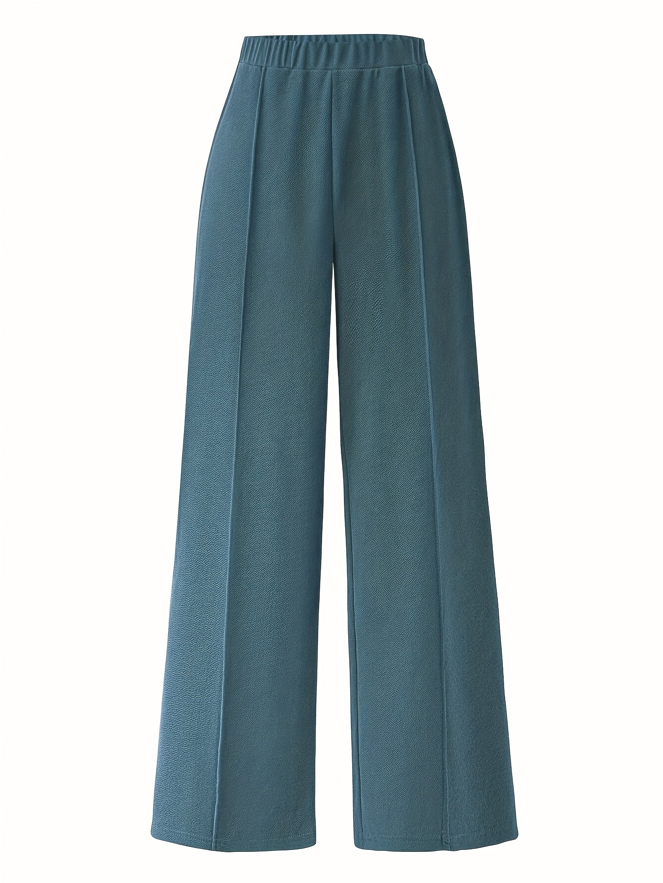 Elegant daily commuting two-piece set for ladies, featuring a color-blocked and pieced-together shirt and wide-leg trousers, suitable for all four seasons and machine washable.