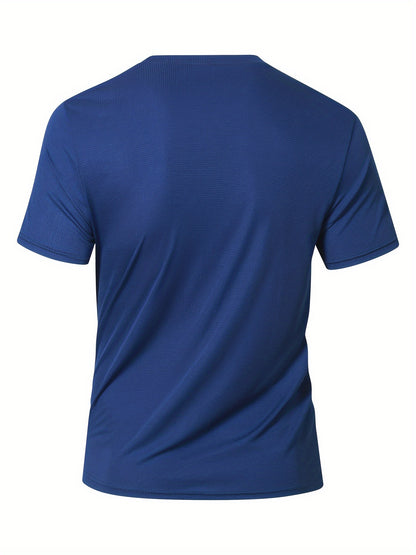 Men's Lightweight Sports T-Shirt - 100% Polyester, Moisture-Wicking, Breathable, Smooth Fabric, Round Neck, Short Sleeve, for Sports, Training, Casual, Party, Beach, Night Out - Unisex-Adult