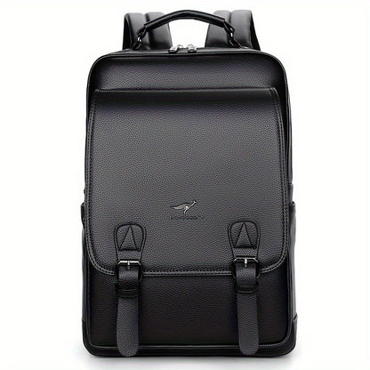 Stylish Men's Backpack - Multifunctional, Large Capacity for 39.62cm Laptop, Business & Travel Ready, Durable PU Material