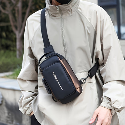 UNIXINU Men's Durable Oxford Fabric Anti-Theft Chest Bag - Sleek Casual Crossbody Sling Bag with Phone Pocket, Zipper Closure & Adjustable Strap for Motorcycle Riding, Commuting, Outdoor Sports, Bag for Bike, Travel Essential