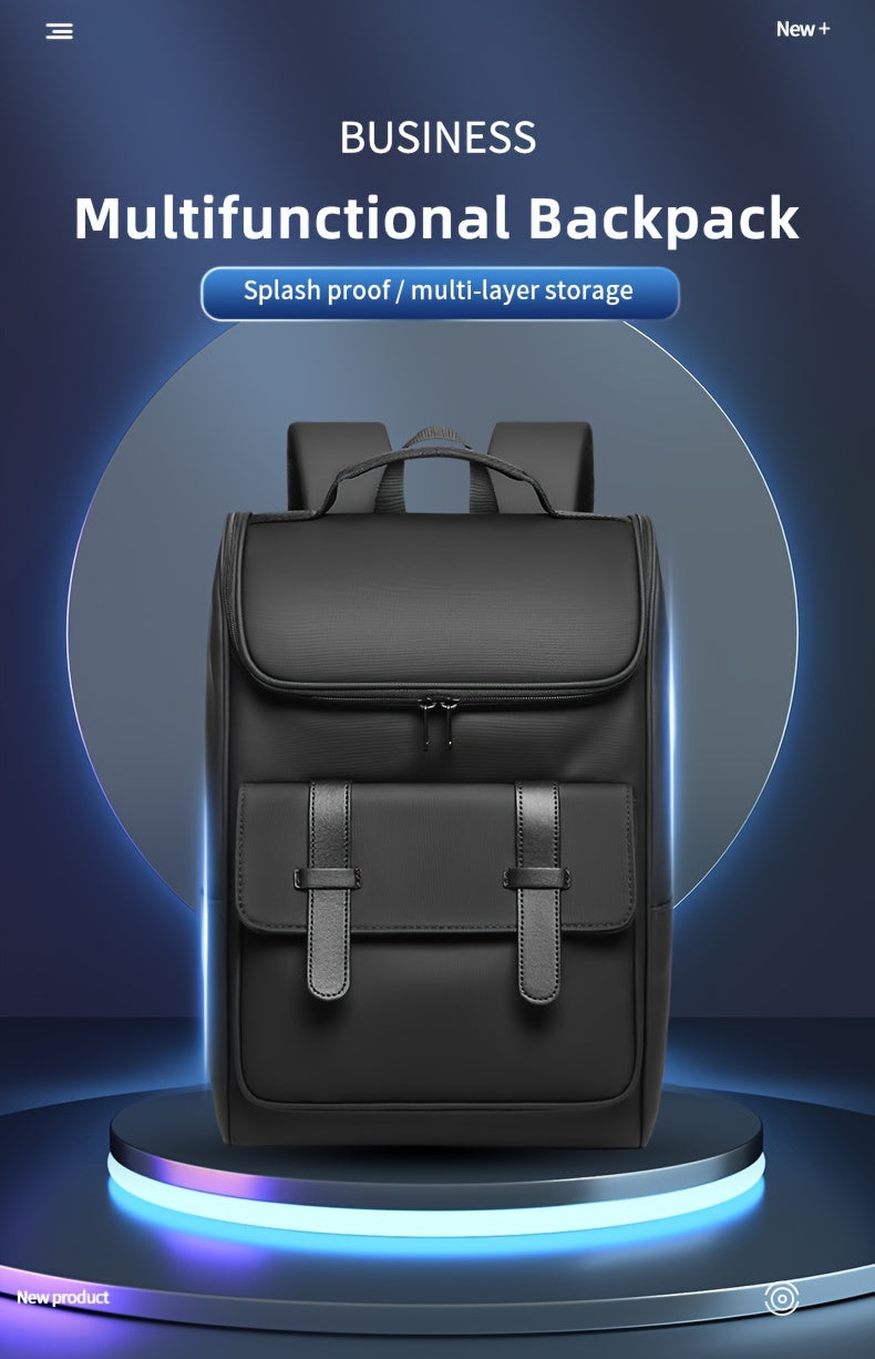 Men'S Stylish Large Capacity Commuter Backpack - Black Oxford Fabric, Durable with Multiple Compartments and Adjustable Straps, Ideal for Office, Student, University, School, Travel, Commute, Travel Backpack | Casual Style Ba