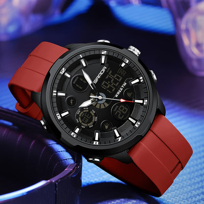 SANDA Men'S Digital Outdoor Sports Wristwatch,Waterproof Multifunctional Chronograph Quartz Watch For Gift Clock 9053