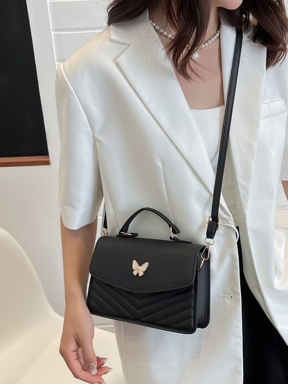 Elegant Embossed Square Crossbody Bag, Women's Fashion PU Shoulder Handbag With Adjustable Strap
