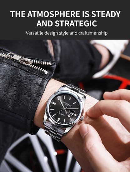Popular CHRONOS Men's Fashion Sports Watch Stainless Steel Strap Calendar Luminous Quartz Watch Classic and Trendy All-match Commuting Watch Casual Men's Watch for Daily Wear Business Workplace Men's Watch Outdoor Sports Hand