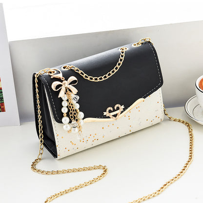 Fashionable New Women'S Shoulder Bag. This One Is a Crossbody Bag with Six Color Options to Choose From. It Is Fashionable Bohemian Beige PU Crossbody Bag with Tassel Charm - City Style Flip-Top Shoulder Bag with Metal Chain