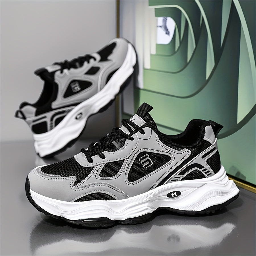 Men'S 2025 New Fashionable Low-Top Sneakers with Thick Sole - Non-Slip, Outdoor Casual Shoes for Teenagers and Young Adults, White and Golden Accents, All-Season Comfort, Casual Footwear | Modern Sneaker Design | Rubber Base