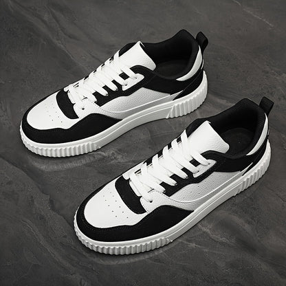 Men's Vintage-Style Sneakers - Lace-Up, Low-Top Skate Shoes with Thick Sole for All Seasons & Activities